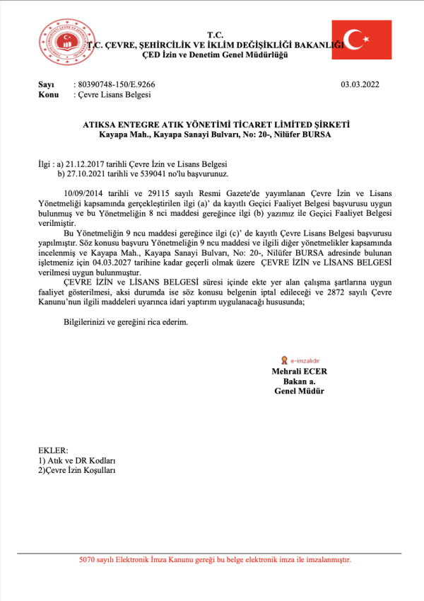 Elektrikli ve Elektronik Eşya İşleme Lisansı Elektrikli ve Elektronik Eşya İşleme Lisansı